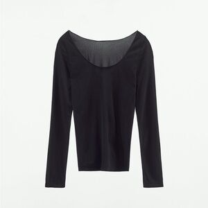 Zara Women’s Semi Sheer Fitted Top in Black Size M